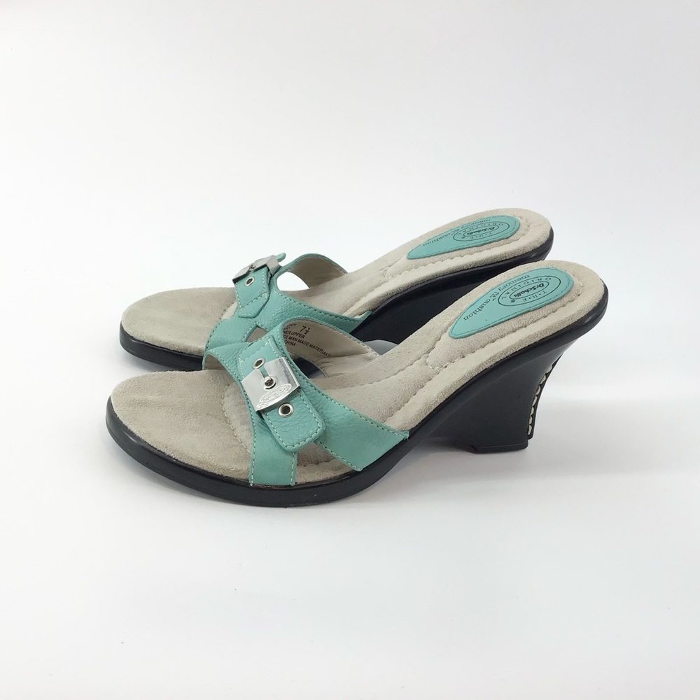 DR SCHOLL’S | Turquoise Wedge Heel Memory Fit Cushion Sandals Size 7.5